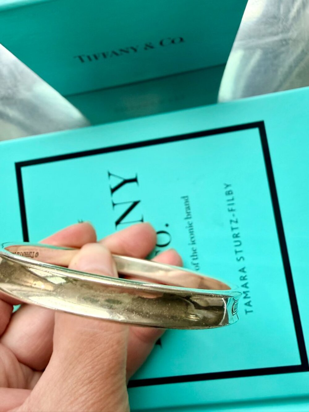 Vintage 1997 Tiffany & Co. 1837 Narrow Bangle Bracelet Oval Sterling Silver - Picture 6 of 9